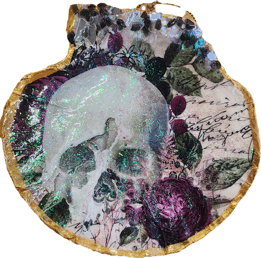 Skull with purple flowers - Sold
