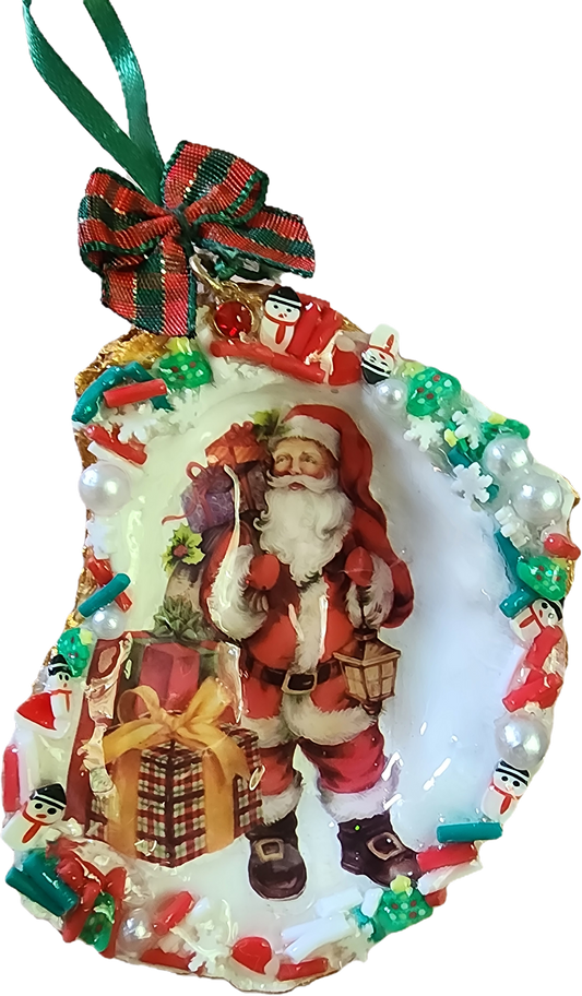 Santa Oyster Shell Ornament