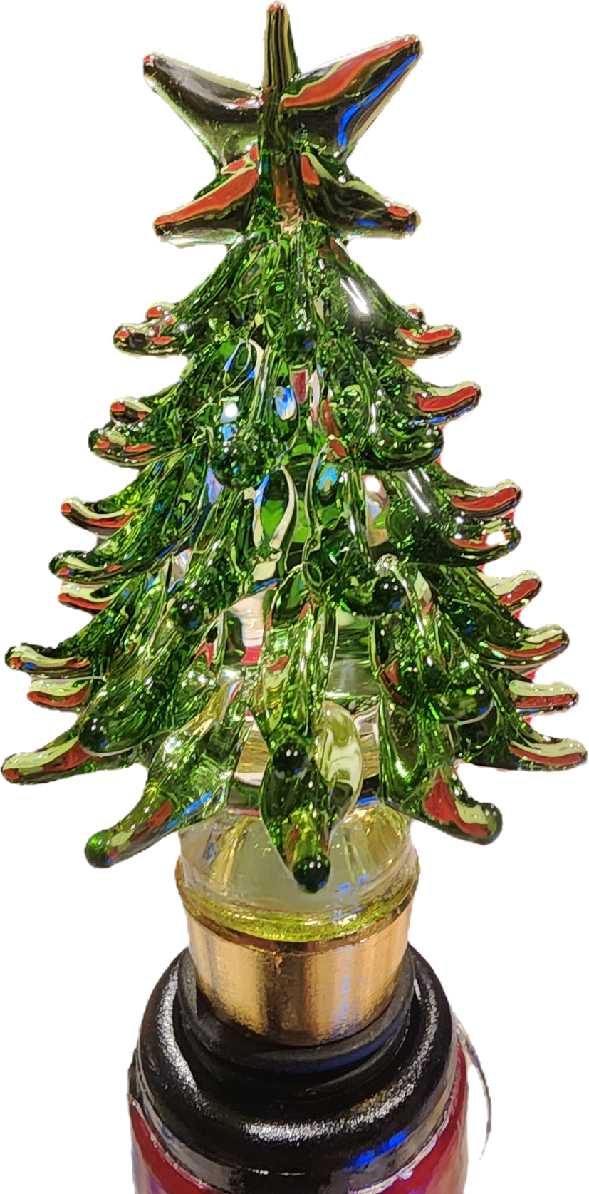 Green Glass Christmas Tree Bottle Stopper