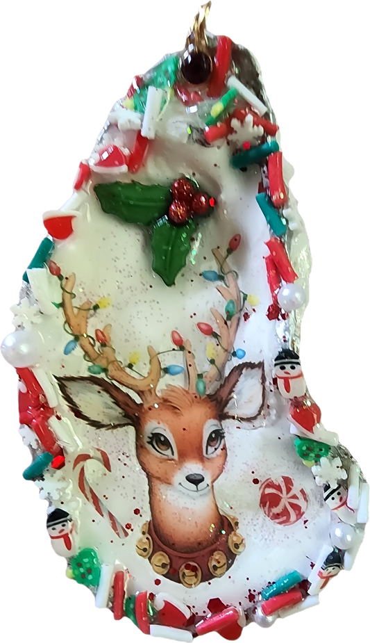 Reindeer Oyster Shell Ornament