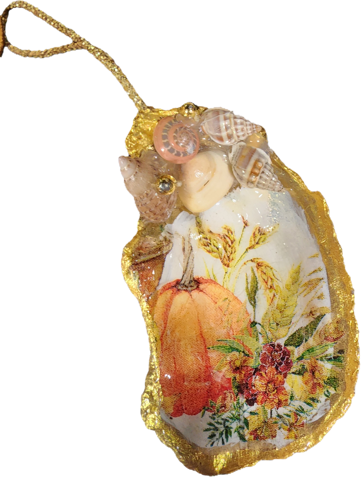 Pumpkin embelished with Shells Ornament