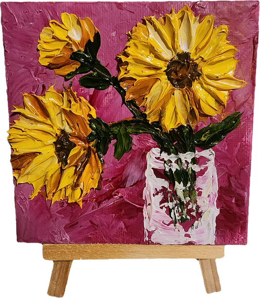 Mini Impasto Sunflower Painting