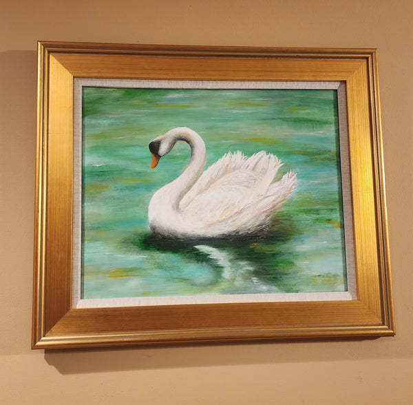 Large acrylic swan painting