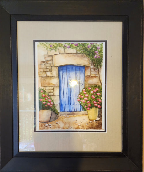 The Blue Door Water Color Painting